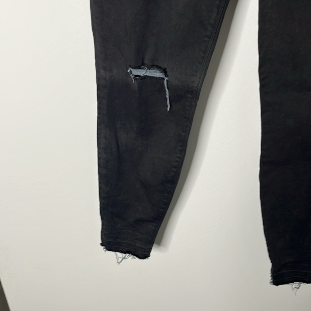 Spanx Black Vintage Distressed Ankle Skinny Raw Hem Pull On Jeans - Picture 5 of 7